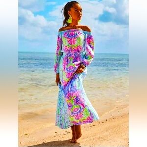 NWT LILLY PULITZER M,L,XL BRIA MAXI MULTI SHELLABRATION ENGINEEREDED RARE